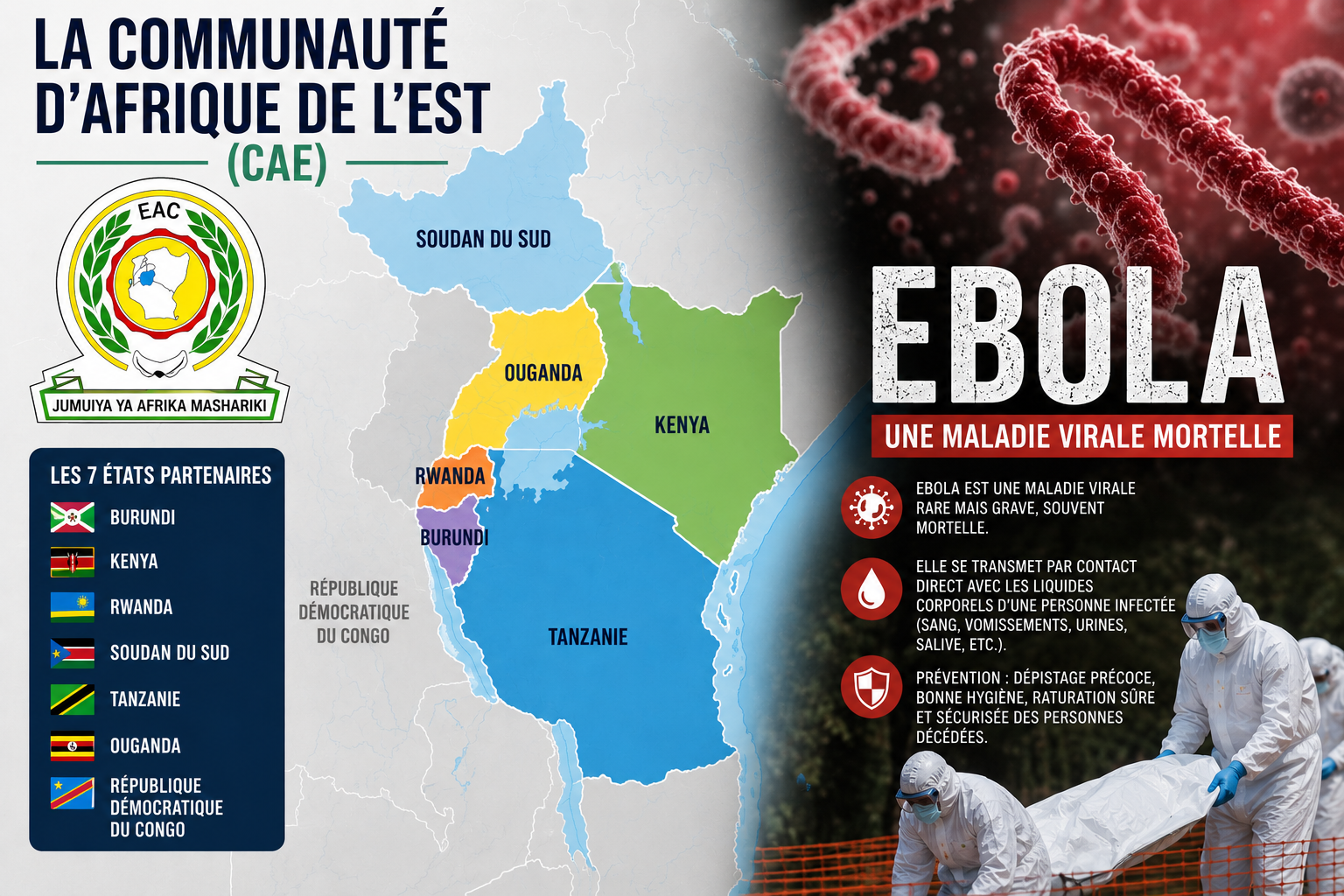Les ministres en charge de la santé des pays de la Communauté de l&rsquo;Afrique de l&rsquo;Est se conviennent d&rsquo;harmoniser leur réponse à l&rsquo;épidémie d&rsquo;Ebola